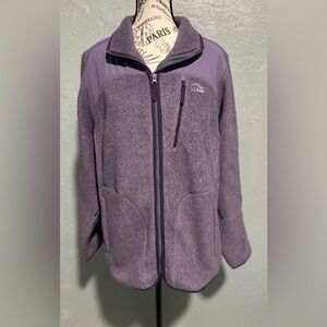 L.L. Bean Polartec Fleece Full Zip Jacket Womans XL  Reg Slightly Fitted Purple